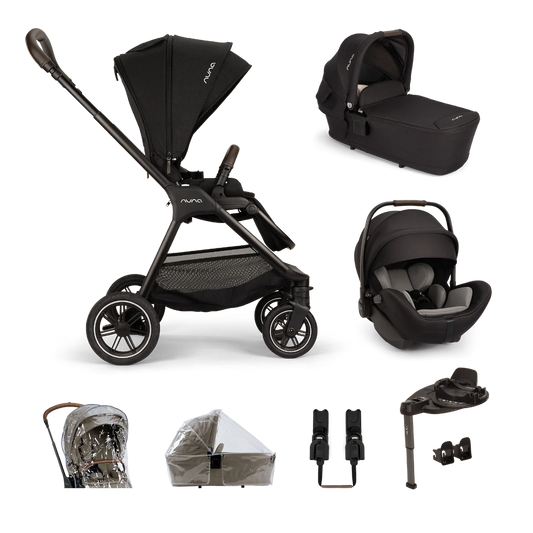 Nuna TRIV Next, LYTL Carrycot, ARRA Flex + Base Curve Travel System - Caviar