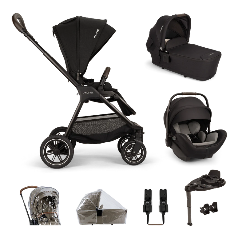 Nuna TRIV Next, LYTL Carrycot, ARRA Flex + Base Curve Travel System - Caviar