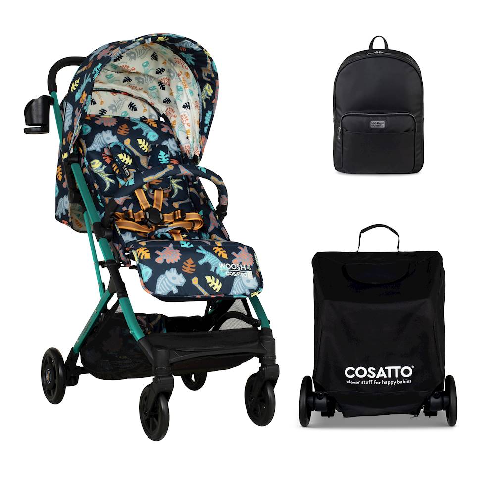 Cosatto Woosh 4 Stroller Bundle Inc Travel Bag & Ultimate Changing Backpack - Diggin’ Dinos