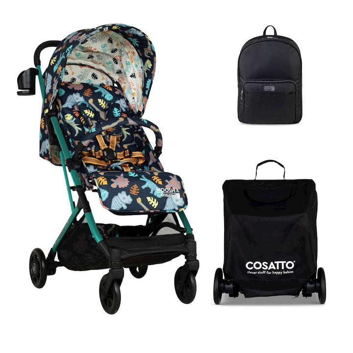 Cosatto Woosh 4 Stroller Summer Bundle Inc Travel Bag & Ultimate Changing Backpack - Diggin’ Dinos