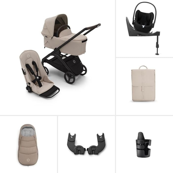 Bugaboo Dragonfly & Cybex Cloud T Ultimate Travel System Bundle - Desert Taupe