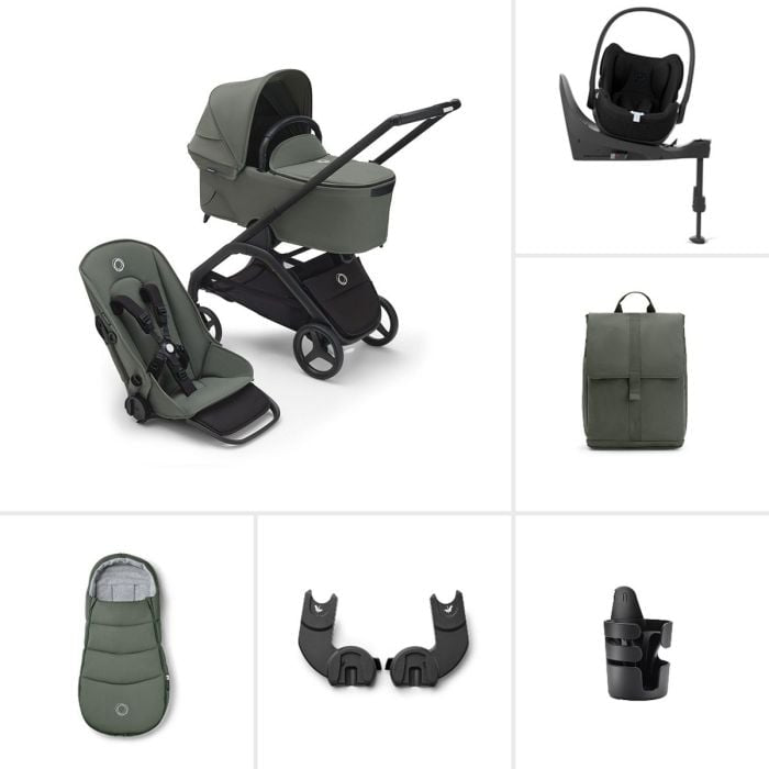 Bugaboo Dragonfly & Cybex Cloud T Ultimate Travel System Bundle - Forest Green