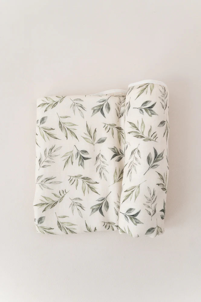 The Gilded Bird Linen Leaves Bamboo Baby Blanket