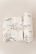 The Gilded Bird Safari Toile Bamboo Baby Blanket
