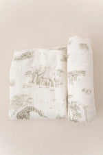 The Gilded Bird Safari Toile Bamboo Baby Blanket