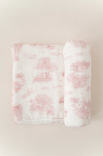 The Gilded Bird Spring Toile Pink Bamboo Baby Blanket