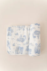 The Gilded Bird Spring Toile Blue Bamboo Baby Blanket