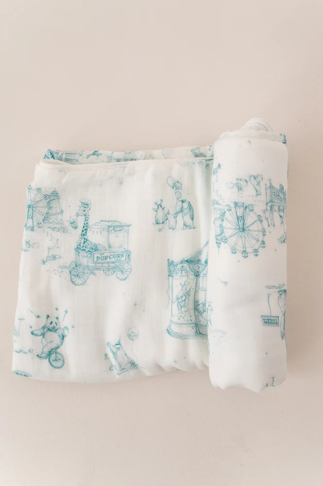 The Gilded Bird Circus Toile Bamboo Baby Blanket