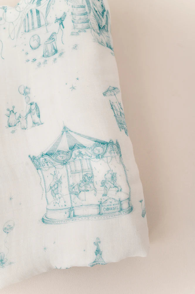 The Gilded Bird Circus Toile Bamboo Baby Blanket