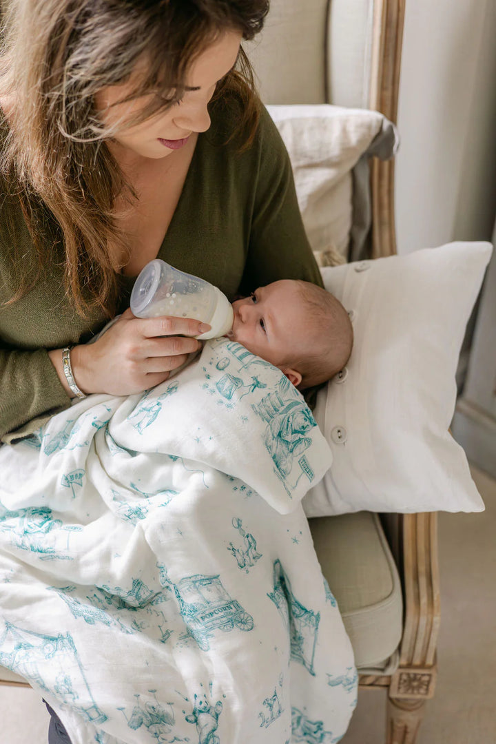 The Gilded Bird Circus Toile Bamboo Baby Blanket
