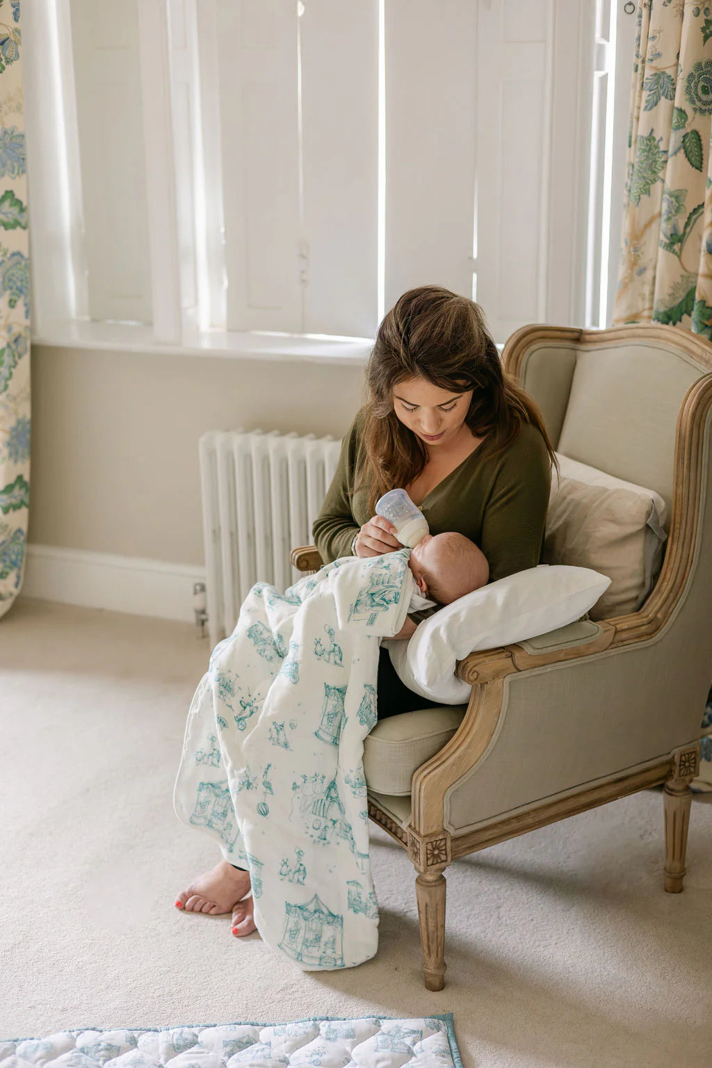 The Gilded Bird Circus Toile Bamboo Baby Blanket