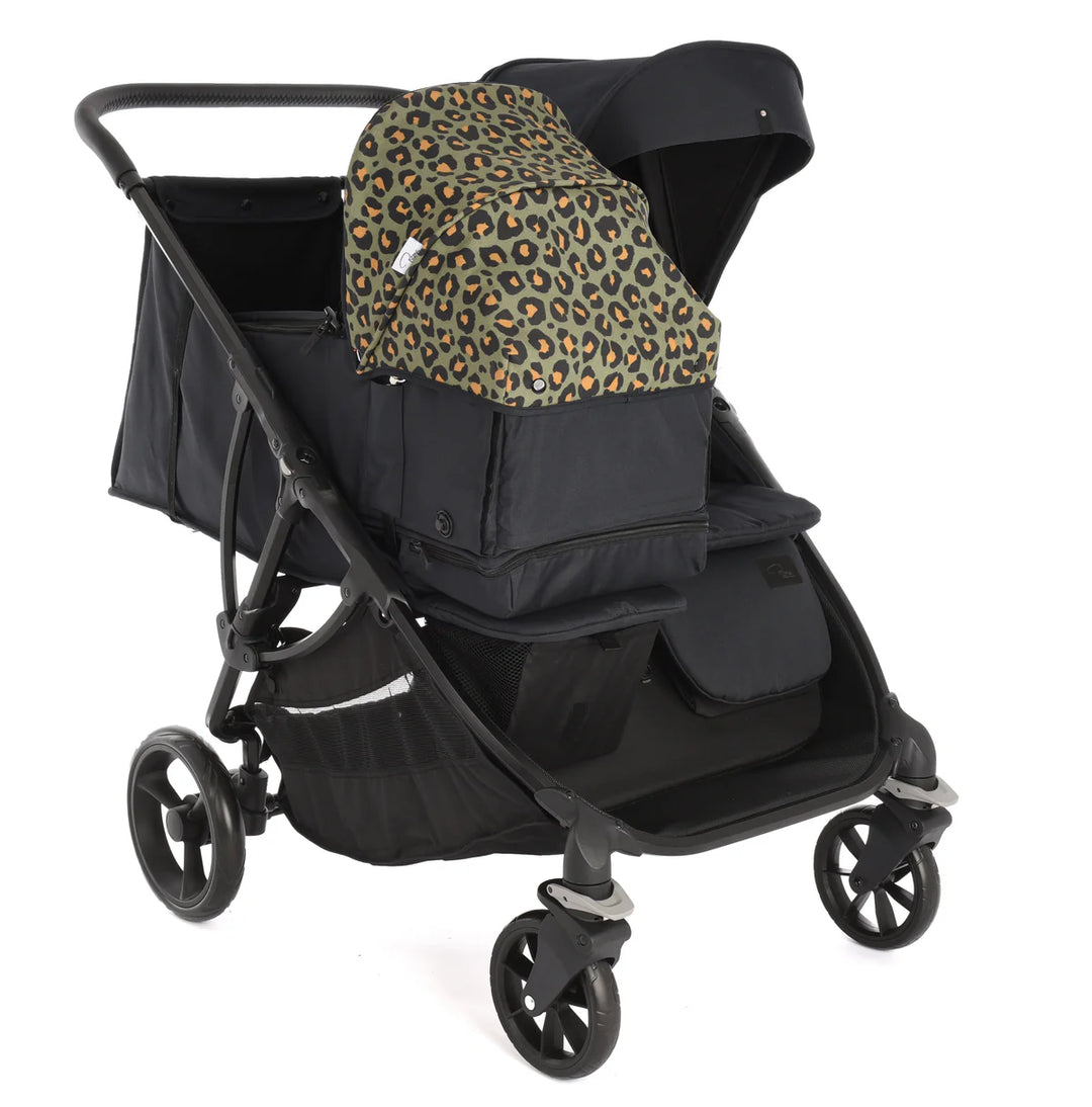 Roma Gemini Double Pushchair - Khaki Leopard