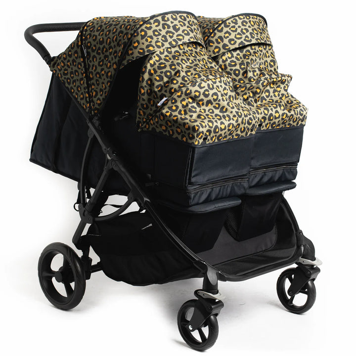 Roma Gemini Double Pushchair - Khaki Leopard