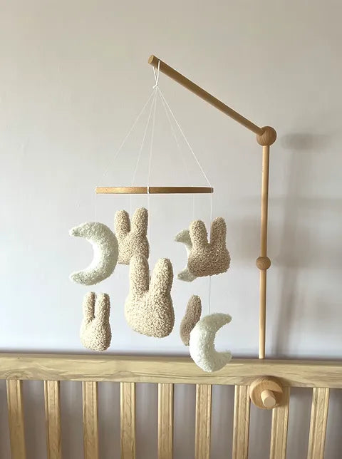 Edie & Joe Micro boucle bunny & moon mobile - beige & ivory