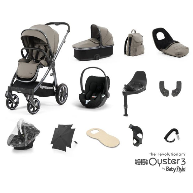 BabyStyle Oyster 3 Ultimate 12 Piece Cybex Cloud T i-Size Travel System Bundle - Stone