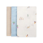 Avery Row 3 Pack Organic Baby Muslin Squares - Little Farm