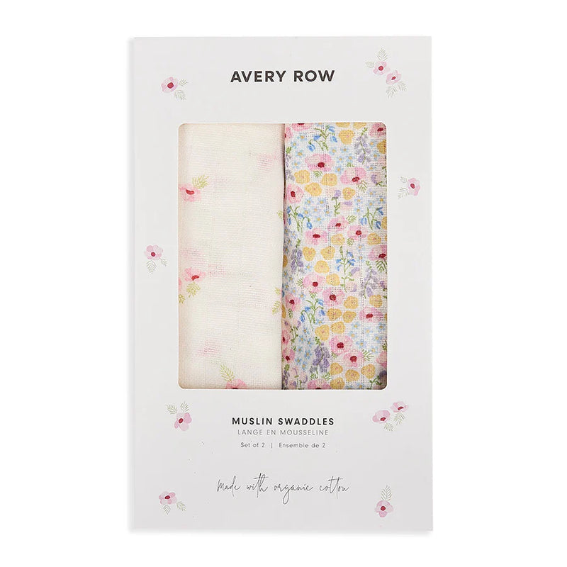Avery Row Extra Large Organic Baby Muslins, Set of 2 - Wildflower Garden/Anemone