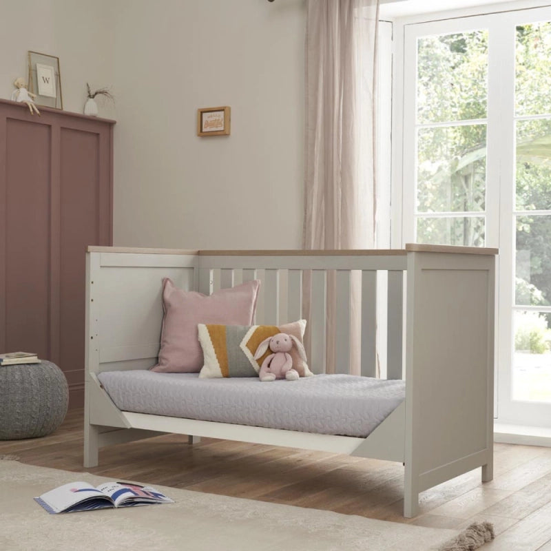 Tutti Bambini Verona 2 Piece Room Set (Cot Bed And Dresser) - Dove Grey/Oak