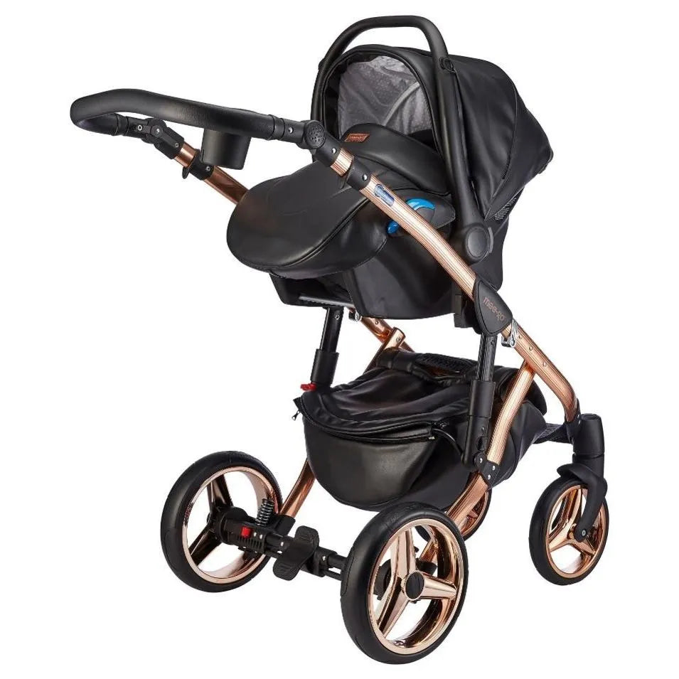 Mee-Go Milano Plus 3 in 1 Swarovski Pushchair with Car Seat - Black on Gold