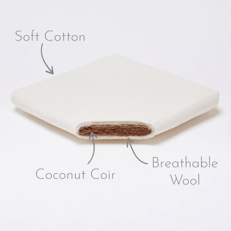 The Little Green Sheep Organic Knitted Moses Basket, Mattress & Natural Rocking Stand - Juniper