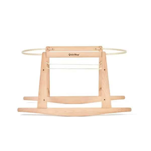 The Little Green Sheep Knitted Moses Basket, Mattress & Natural Rocking Stand - Truffle