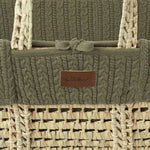 The Little Green Sheep Organic Knitted Moses Basket, Mattress & Natural Rocking Stand - Juniper