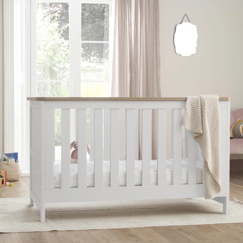 Tutti Bambini Verona 2 Piece Room Set (Cot Bed And Dresser) + Under Drawer - White/Oak