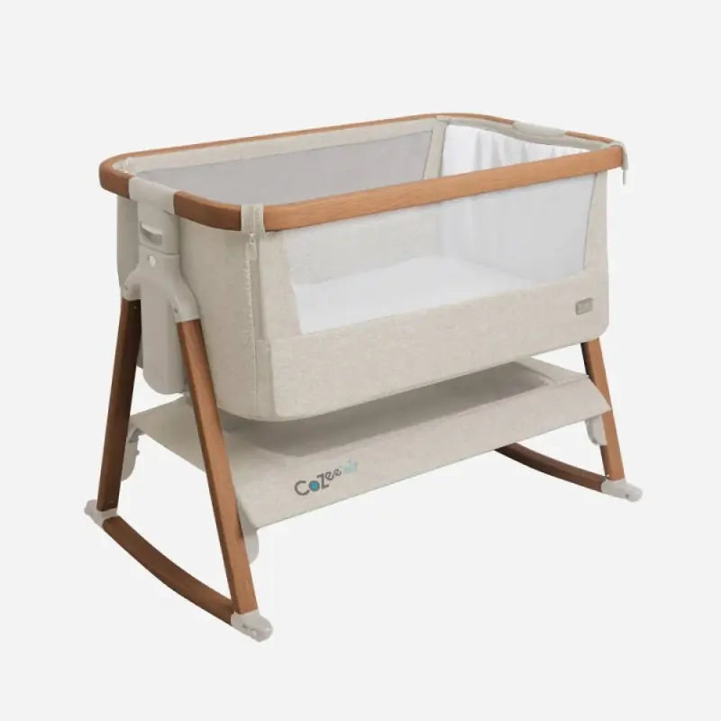 Tutti Bambini CoZee AIR Bedside Crib-Scandinavian Walnut/Ecru