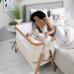 Tutti Bambini CoZee AIR Bedside Crib 4 Piece Essential Bundle - Scandinavian Walnut/Ecru