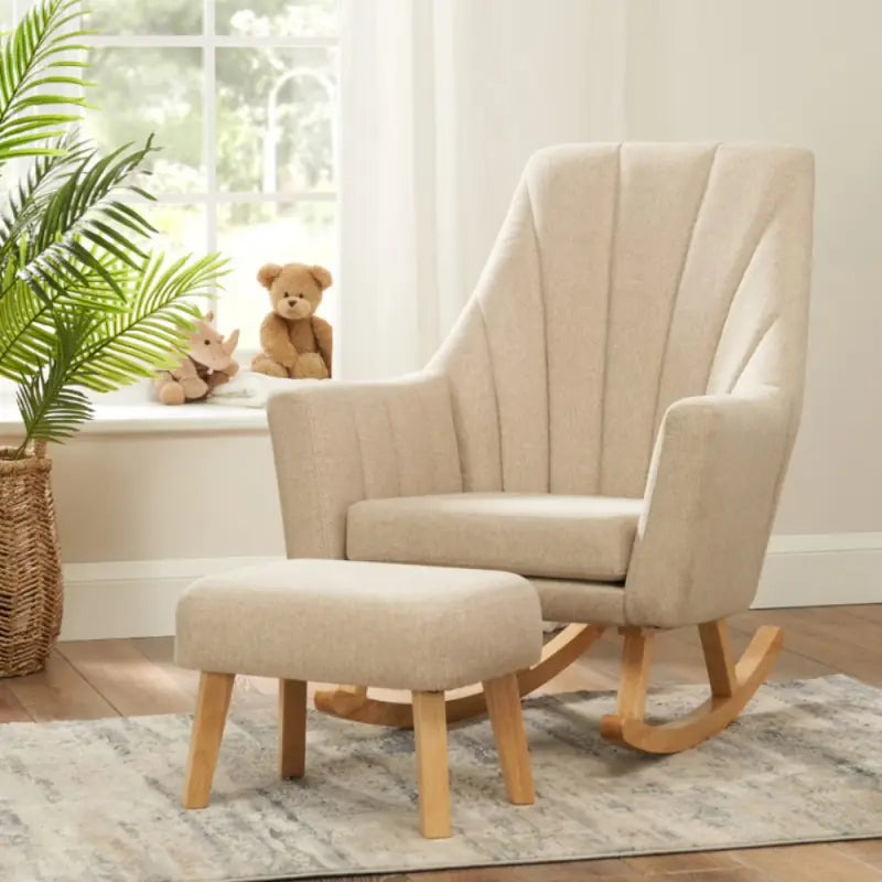 Tutti Bambini Jonah Rocking Chair and Footstool Set - Stone