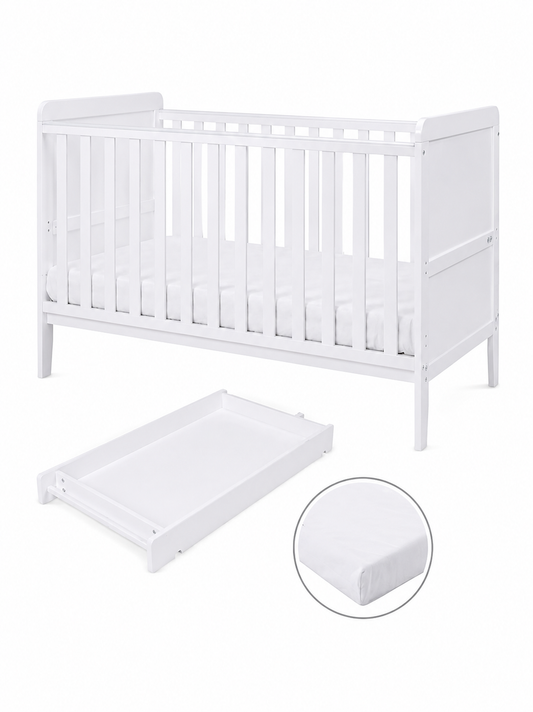 Tutti Bambini Rio Cot Bed, Changer and Mattress – White