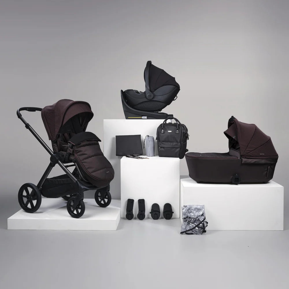 Bababing Raffi MKII 12pc 4in1 Travel System Bundle Inc 360 Car Seat + Isofix Base - Heritage
