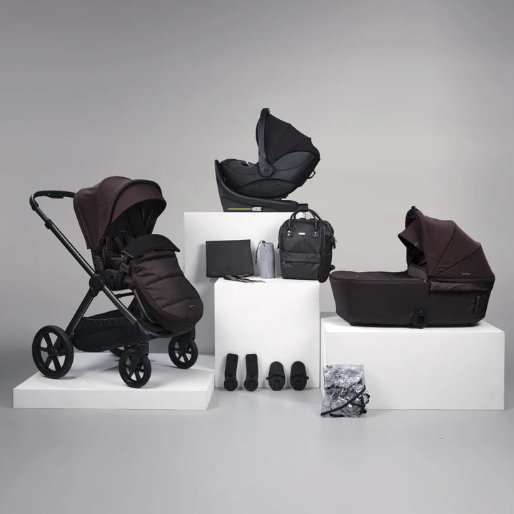 Bababing Raffi MKII 12pc 4in1 Travel System Bundle Inc 360 Car Seat + Isofix Base - Heritage + FREE Auto Fold Stroller