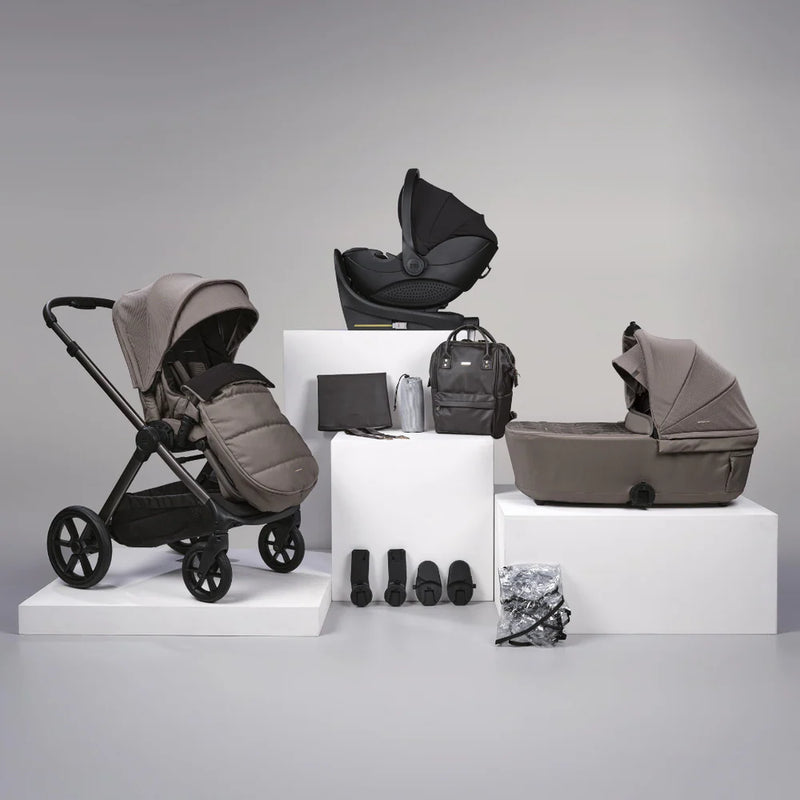 Bababing Raffi MKII 12pc 4in1 Travel System Bundle Inc 360 Car Seat + Isofix Base - Minky