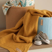 Tutti Bambini Chunky Knitted Baby Blanket-Ochre