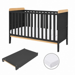 Tutti Bambini Rio Cot Bed, Changer and Mattress – Slate Grey/Oak