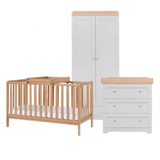 Tutti Bambini Malmo And Rio 3 Piece Nursery Furniture Set - Dove Grey/Oak