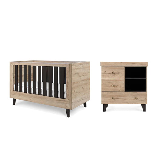Tutti Bambini Como 2 Piece Nursery Room Set – Slate Grey/Distressed Oak