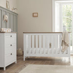 Tutti Bambini Verona 2 Piece Room Set (Cot Bed And Dresser) + Under Drawer - White/Oak