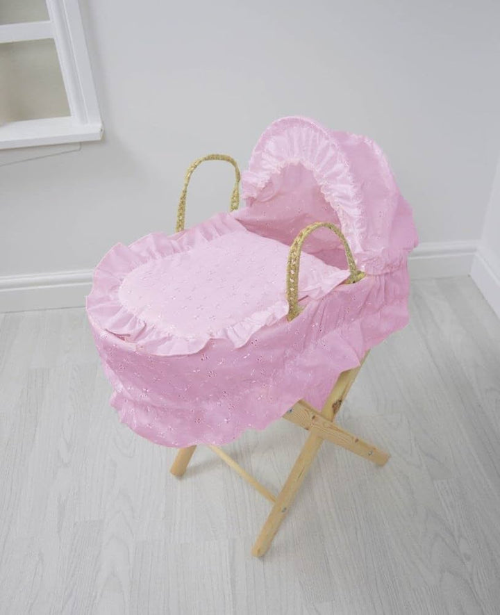 Cuddles Collection Dolls Moses Basket + Stand - Pink