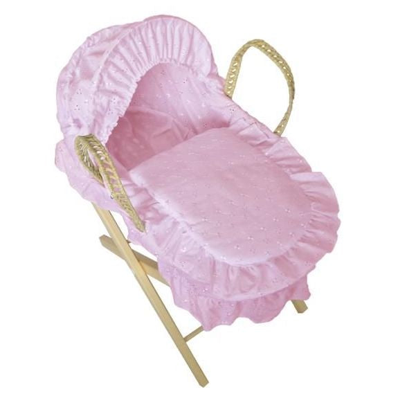 Cuddles Collection Dolls Moses Basket + Stand - Pink