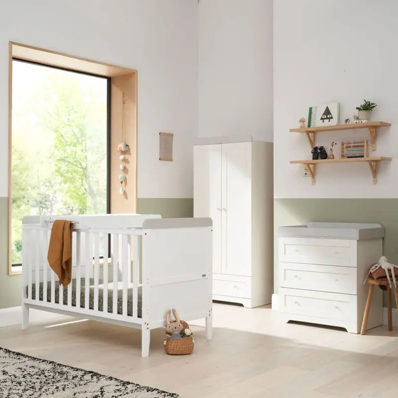 Tutti Bambini Rio 4 Piece Room Set with Cot Top Changer-White & Dove Grey