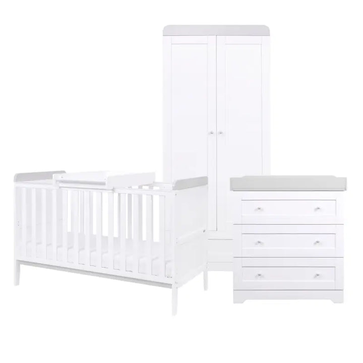 Tutti Bambini Rio 4 Piece Room Set with Cot Top Changer-White & Dove Grey