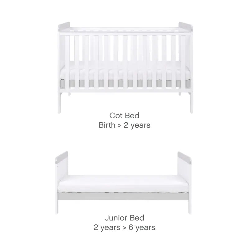 Tutti Bambini Rio 4 Piece Room Set with Cot Top Changer-White & Dove Grey