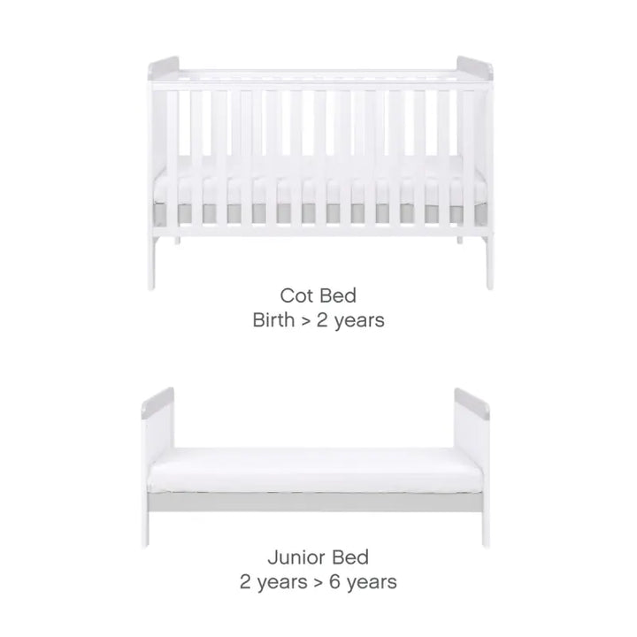 Tutti Bambini Rio 4 Piece Room Set with Cot Top Changer-White & Dove Grey