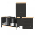 Tutti Bambini Rio 4 Piece Room Set with Cot Top Changer - Slate Grey & Oak