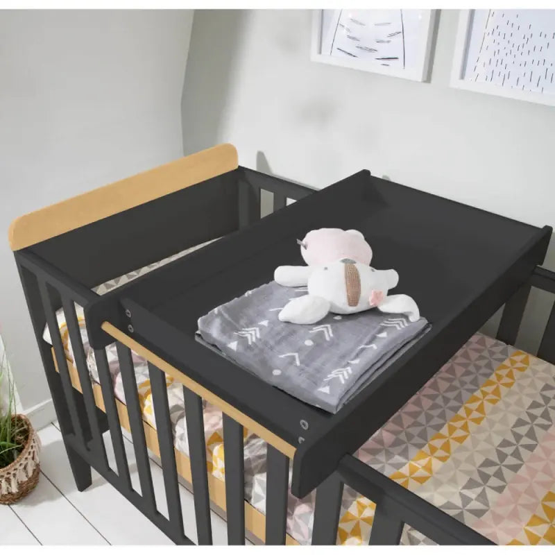 Tutti Bambini Rio 4 Piece Room Set with Cot Top Changer-Slate Grey & Oak