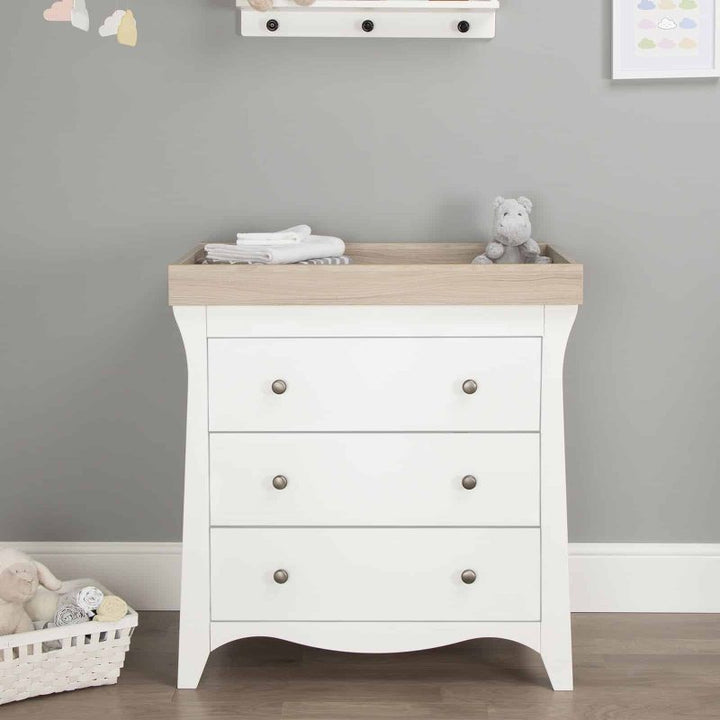 CuddleCo Clara White/Ash 3 Drawer Dresser & Changer