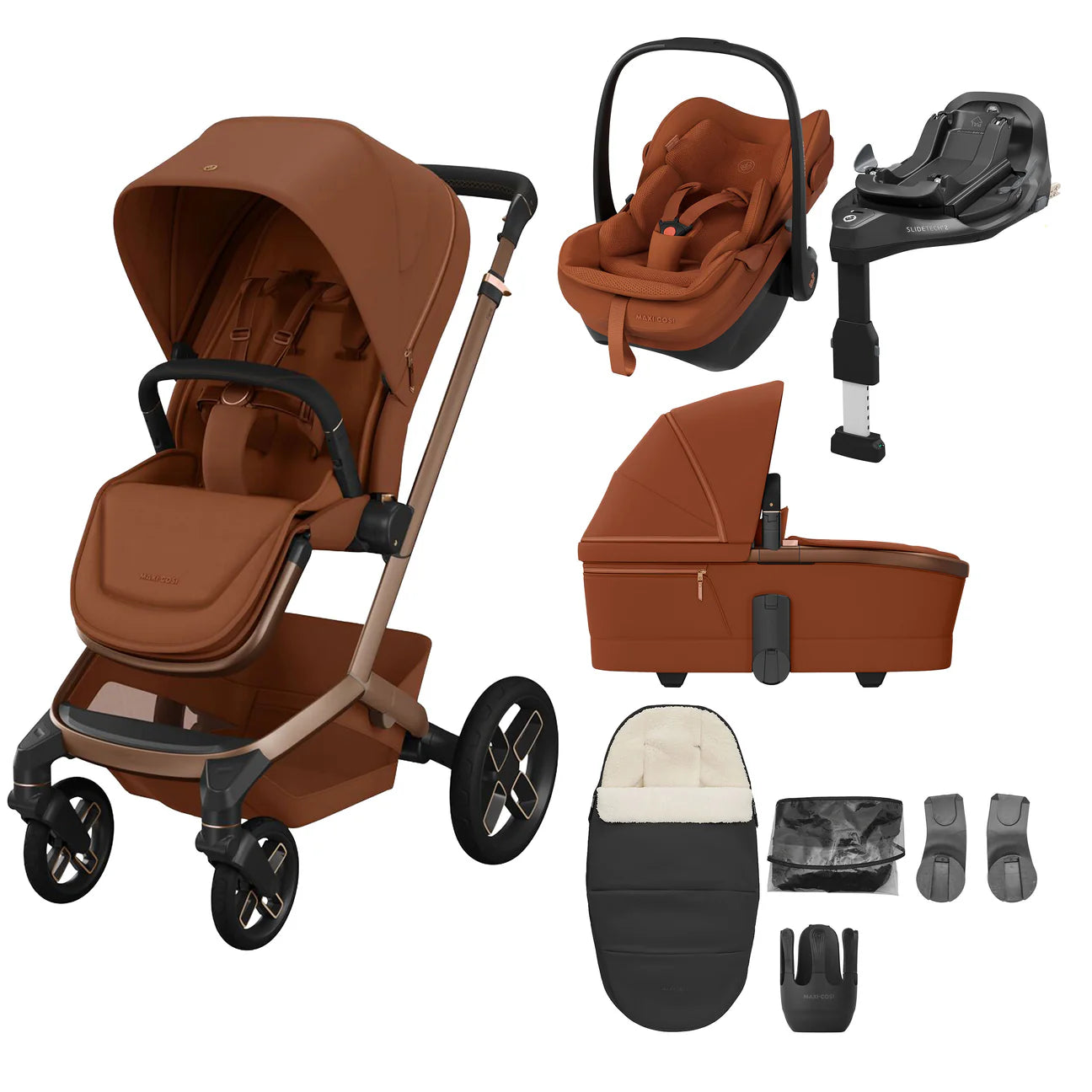 Maxi-Cosi Fame 8 Piece Pebble Slide Pro Premium Travel System Bundle – Copper Terra