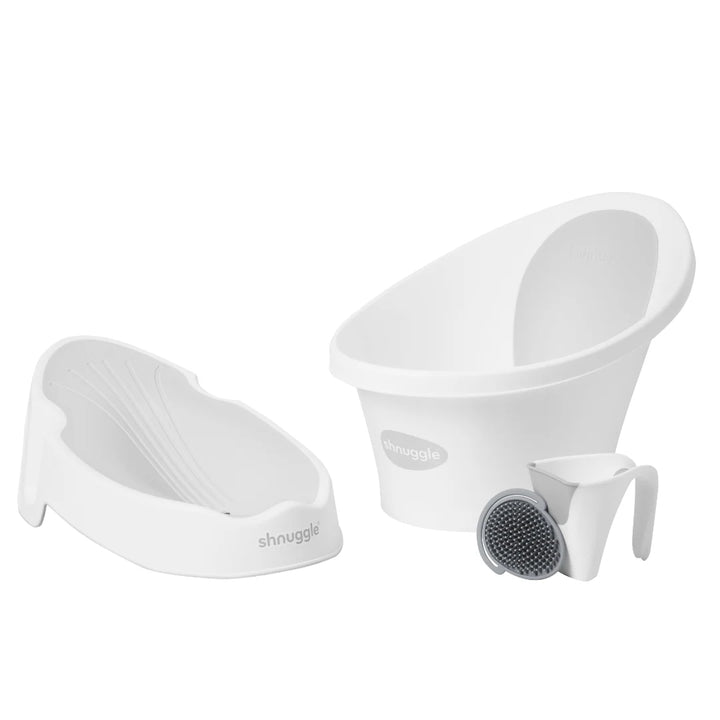 Shnuggle Newborn Support and Baby Bath Bundle - White/Grey